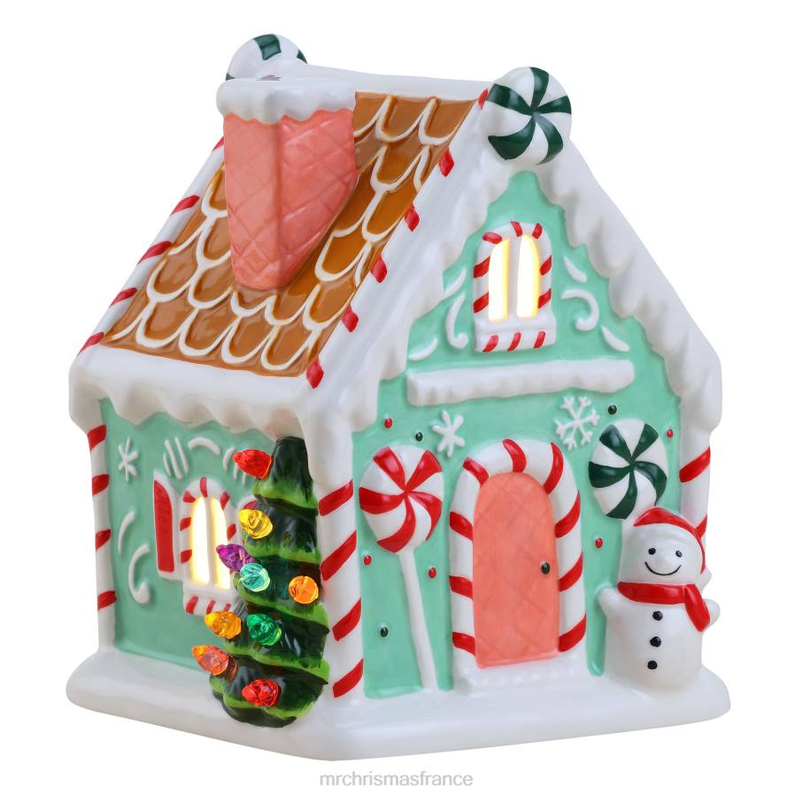 décoration Mr. Christmas Maison en pain d'épices éclairée en céramique nostalgique de 7