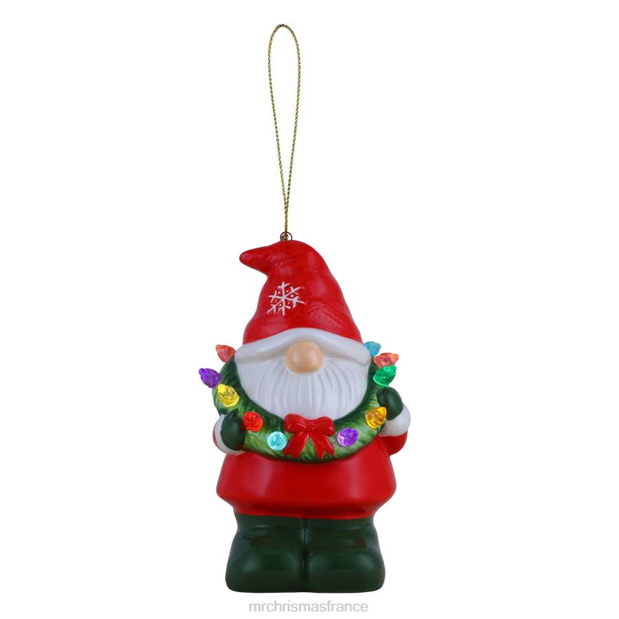 décoration Mr. Christmas mini figurine-gnome nostalgique en céramique avec couronne D00B70