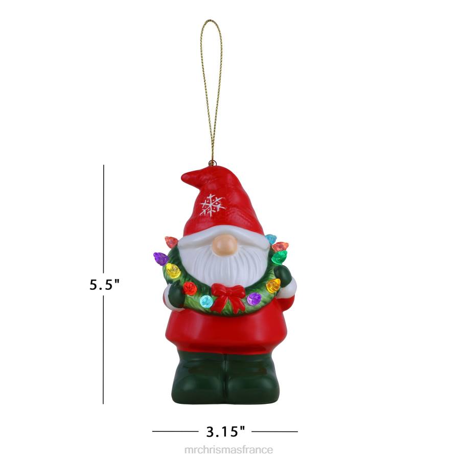 décoration Mr. Christmas mini figurine-gnome nostalgique en céramique avec couronne D00B70